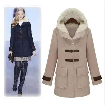 Moda Bayan Kış ve Sonbahar Uzun İnce Tarzı Yün Karışımları Yüksek Kaliteli Giyim Kadın Fit Yün Ceket Ceket Sıcak Ceket