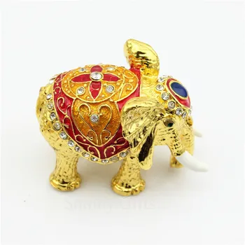 Sıcak Satış Hayvan fil şeklinde biblo kutu kristal fil doğum günü hediyeleri için Bejeweled mücevher biblo kutusunda