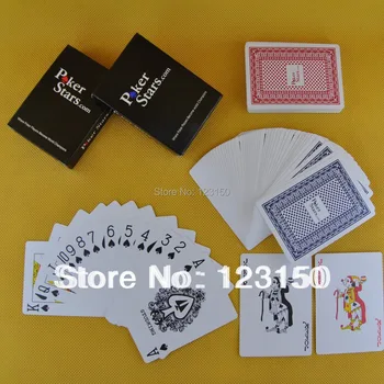 PC-004 Plastik Küçük Yüz Kart, Poker Stars.com Oyun, Mavi ve Kırmızı Arka, 63*88 MM