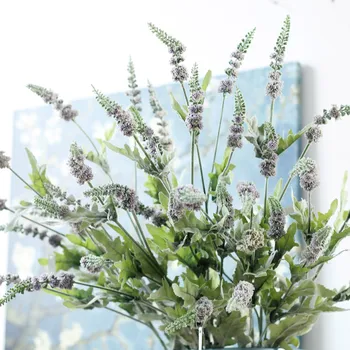 Canlı bulanık Provence lavanta dekoratif plastik Adaçayı yapay çiçekler bitkiler sonbahar Ev Dekorasyon bitki Çelenk