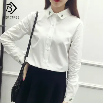 Beyaz Nakış Gömlek Kadın 2017 Sonbahar Kore Yaka Kısa Mori Kız Kadın Gömlek Ucuz Elbise Çin T78168AW Üstleri Blusas