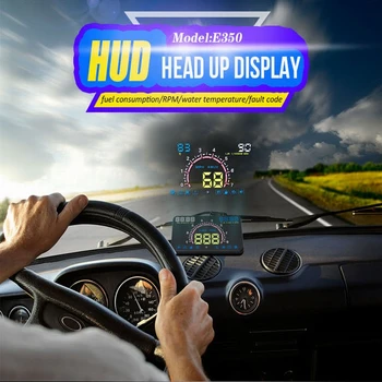 HUD ekran E350 HD 5.8 inç ekran menü arabirimi Sistem Alarm Akıllı Dijital Hız göstergesi Araç kafa Projektör Cam