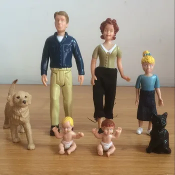 Pvc şekil aile Yetişkin çocuk bebek kum tablo modeli karakter oyuncak hediye seramik set/