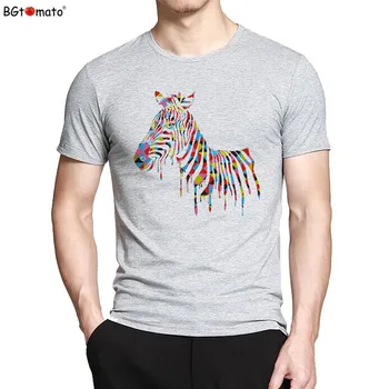 BGtomato T shirt Soyut sanat renk zebra t-shirt erkek Sıcak Satış moda serin yaz erkek gömlek Hip hop tee shirt homme
