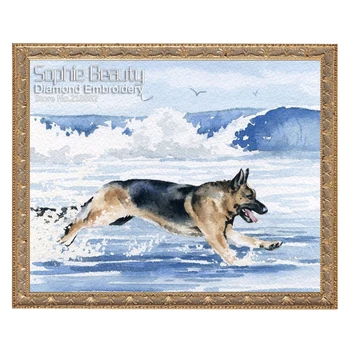 Seabeach Mozaik Üzerinde 2017 Doğrudan Satış Avrupa Reçine Kare Yeni Stil Diy Elmas Boya Çapraz Dikiş Nakış Yağı Köpek