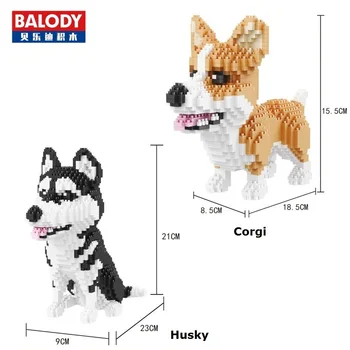 Mikro Bloklar Köpek Modeli, Küçük tuğla çocuklar için Oyuncak Montaj brinquedos schnauzer aksiyon figürü Husky Çocuklara Hediyeler oyuncaklar dachshund
