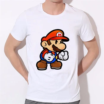 2018 Yeni Varış Erkek Moda demir Adam Mario Tasarım T shirt Sevimli mantar baskılı T-shirt Serin Üstleri Kısa 37K Tees-41 Kol#