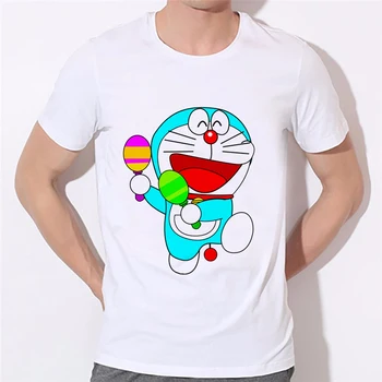 8 8 kulaklık baskılı çocuk t ile 2018 karikatür tişört Japon anime doraemon smaç t-shirt erkek doraemon-shirt -#