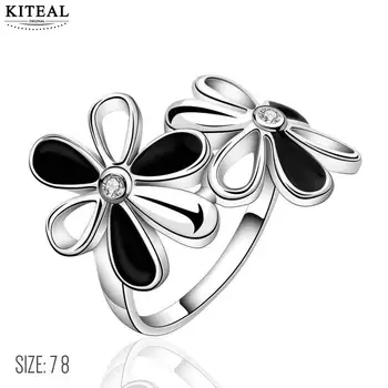 Erkekler&kadınlar Siyah &beyaz 5 Çiçek online Alışveriş Hindistan Gümüş kaplama yüzük anel de altın Zarif r631