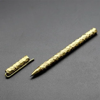Açık EDC Pirinç Kalem Savunma Adamı Yönetim Koleksiyonları İmza Kalem EDC Taşınabilir Yaratıcı Mini el Yapımı QT Saf Bakır Yaz