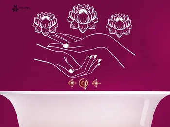 YOYOYU Duvar Çıkartması Lotus Çiçeği Güzel Çiçek YO213 Şube Vinil Duvar Sticker Güzellik Salonu El Oda Dekorasyon Lotos