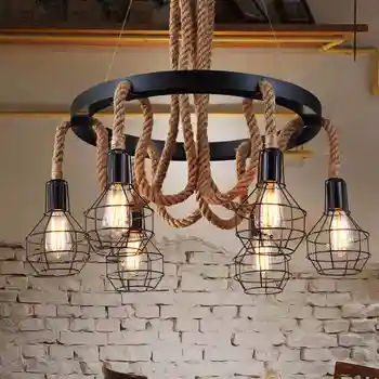 Retro Kolye Işık Endüstriyel kafes gazyağı lambası hanglampen ışık Amerikan Tarzı metal abajur lamba Armatürleri Mutfak Loft