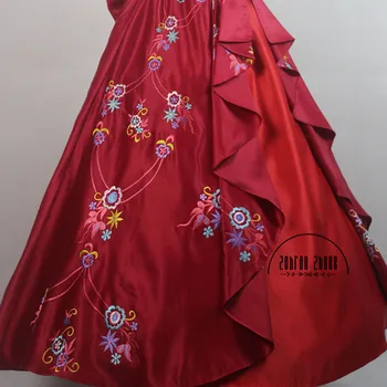 Kadınlar İçin Özel Avalor Prenses Elena Elena Cosplay Kostüm Kırmızı Lüks Nakış Prenses Elbise Cadılar Bayramı Kostüm Yaptı