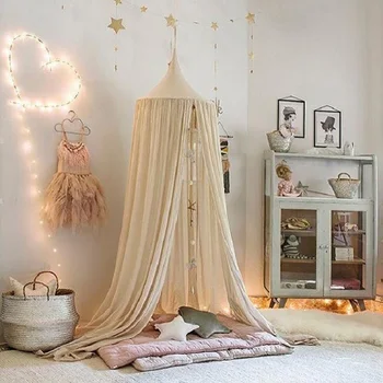 Hamak Bebek Çocuk Odası Dekor Dossel İçin Simanfei Yuvarlak Bebek Yatağı Cibinlik Kubbe Asılı Pamuk Prenses Yatak Gölgelik Güzel Perde