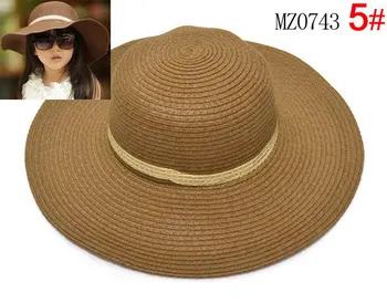 Perakende 7 renk yaz Çocuk katı Basit, zarif geniş kenarlı Hasır şapka kız bebek Plaj Şapka güneş şapka
