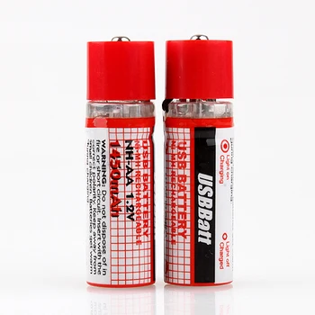 LiitoKala USB 1450mAh pil AA 1,2 V Nİ-MH Hücreleri USB Şarj Edilebilir Pil (Kırmızı) LED Göstergesi