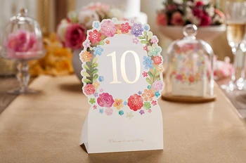 Düğün Masa Kartı Zarif Lazer Beyaz Kağıt Kartı Düğün Dekorasyon Sevgilisi Çiçek Çiçek Parti, Düğün Masa Kartları Kes