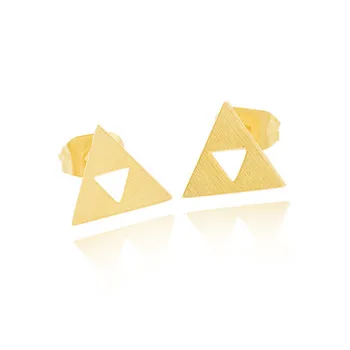 GÜZEL HİKAYE Paslanmaz Çelik Vintage Takı Geometrik Altın Rengi Kadın Küpe Legend of Zelda Triforce Küpe Üçgen