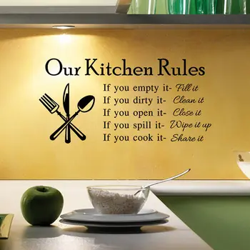 Sanat Alıntı Yazı Çocuk Odası için mutfak Kuralları Mutfak Vinil Duvar Çıkartmaları Ev Poster Koltuk Duvar Dekorasyonu GW-6 Çıkartmaları