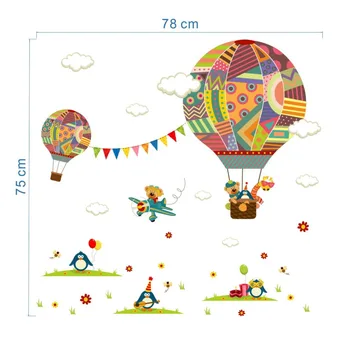 Çocuk Odası Ev Dekorasyon Duvar İçin & karikatür Uçak Ayı Sıcak Hava Balonları Penguen Çıkarılabilir Duvar sticker çocuk odası Çıkartmaları