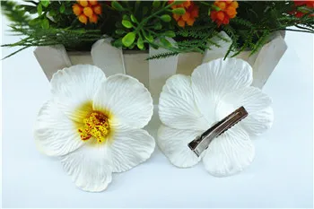30 beyaz Köpük Hawaiian çiçek 9cm Çiçek gelin saç tokası Ebegümeci