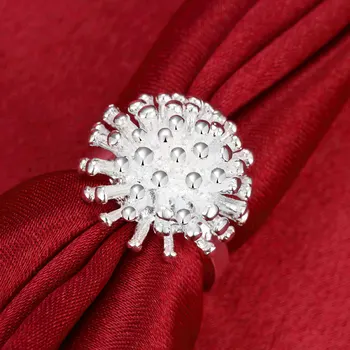 Kadın Moda Gümüş Tavuskuşu Çiçek Yüzük Alyans Erkek Mücevher Toptan Fiyat Para Havai Fişek Bague Femme Kaybetmek Kaplama