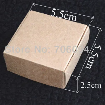 5.5*5.5*2.5 CM,100pcs/lot, Ücretsiz Kargo Üretme kraft kağıt kutu Kahverengi kraft hediye kutuları el yapımı,özel kutusu logo kraft kağıt kutusu
