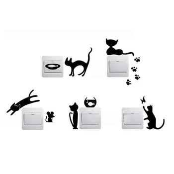 5 adet 1 Set Sevimli Sevimli Kedi Anahtarı Duvar Sticker Vinil Çıkartma Ev Dekorasyonu Kediler Anahtarı hayvanlar oynuyor dekorasyon Çıkarılabilir