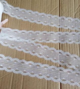 Genişliği 40mm 15yards beyaz Net Dantel #89855 kumaş Konfeksiyon kurdele saç bandı düğün dekorasyon DİY Aksesuarları Süs İşlemeli