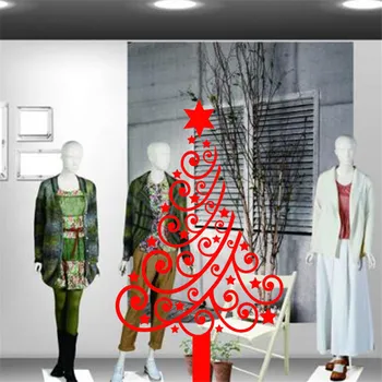Noel Dekorasyonu Mağaza Vitrin Cam Sticker ChristmasTree Kar Tanesi Tasarım Çıkarılabilir Pencere Çıkartmaları Duvar Çıkartmaları Oyma