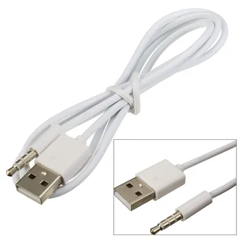 Beyaz USB 2.0 3,5 mm Erkek Kulaklık Ses AUX Erkek Araba Kablo Jack Şarj Kablosu Tel Kablosunu