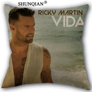 Ricky martin Yastık kılıfı Pamuk Keten Kare Yastık Kapağı Benzersiz Tasarım Resim 45x45cm bir tarafı Özelleştirmek Fermuarlı