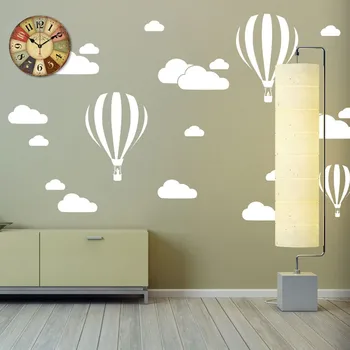 Çocuk Odası İçin Çocuk Odası Ev Dekorasyonu Çocuk Odası Dekoru Çıkarılabilir Vinil Duvar Çıkartmaları İçin Bulut Helyum Balon Duvar Sticker T171203