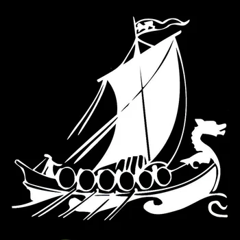 20cm*18 cm Ejderha başlı Gemi İlginç Vinil Çıkartmaları Araba Viking W2 Siyah/Gümüş Araba Aksesuarları-2948 Etiketler