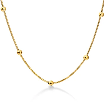 Mizaç Bayan Altın Rengi boncuk 20-inç sözleşmeli topu kolye moda Altın yılan zincir kolye