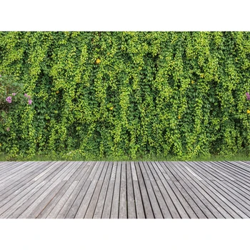 Allenjoy fotoğraf arka plan bahar yeşil bitki duvar gri ahşap zemin eski bahçe fotoğraf stüdyosu sahne vinil fotoğrafçı