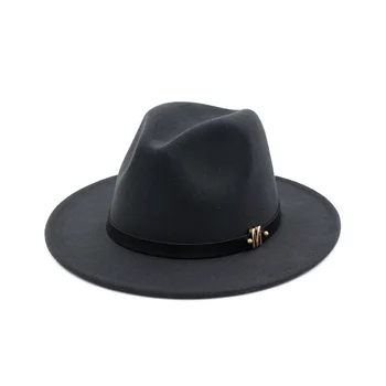 Kadınlar için Sonbahar Kış Yün Şapka Caz Kap Bayanlar Düz Ağzına Fötr Şapka Kemer Kadın Güneş Şapka GH ile Fötr Hissettim Trend M-303