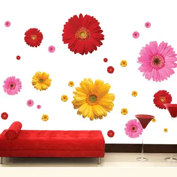 % Renkli Çiçek Çiçek Duvar Sticker Oturma Odası Yatak Odası Duvar çıkartmaları Ev Dekor Sticker Mutfak duvar Dekor Düğün Poster
