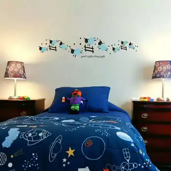 Bebek Kız Çocukları için karikatür Sevimli Atlama Koyun Çit duvar Kağıdı Çıkarılabilir Duvar Çıkartmaları Sanat Çıkartması Yatak Odası Ev Dekorasyonu Oturma