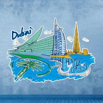 Dubai Harita Küre Dünya Ülkesi Duvar Vinil Sticker Özel Ev Dekorasyon Moda Tasarımı Pvc Çıkarılabilir Yaptı