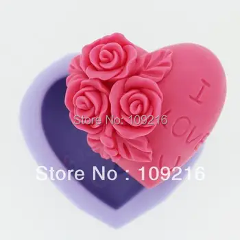 Rose (R0227) Silikon el Yapımı Sabun Kalıp el Sanatları ile 1 adet Kalp Şekilli Kalıp DİY