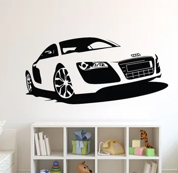 Büyük Araba Audi Spor Araba Duvar Sanatı Çıkartma Ev Dekorasyonu Yarış Araba Duvar kağıdı Vinil Duvar