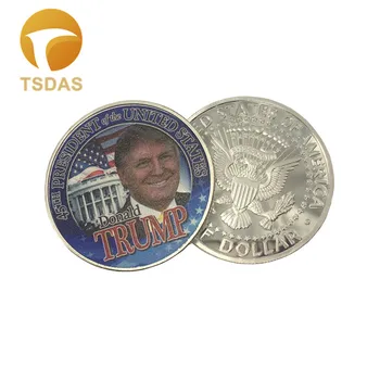Ücretsiz Kargo Souvnir 1 adet Sikke, Amerika Renkli Donald Trump & Beyaz Saray Gümüş Sikke Süs Paraları Kaplama