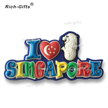 PVC Yumuşak Kauçuk Singapur Buzdolabı Mıknatısı, hediyelik eşya Logo OEM/ODM Promosyon Hediyeler Özelleştirilmiş