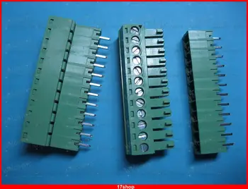 3.5 mm 12 yolu/pin Terminal Bloğu Vida seti 10 Yeşil Takılabilir Tip Konnektör
