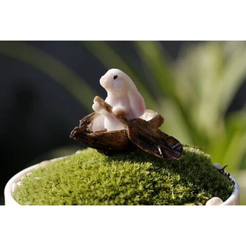 Mikro Peyzaj Tavşan Tekne Hayvan Minyatür Peri Bahçe Ev Evler DİY Aksesuarları Dekor Mini Zanaat Dekorasyon