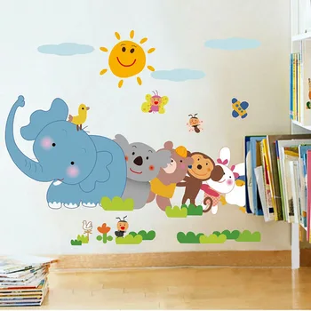 Karikatür Hayvanlar Sticker Duvar Sanatı Ev Dekorasyonu Oturma Odası Yatak Odası Duvar Dekorasyonu Çıkartma Anaokulu E2S