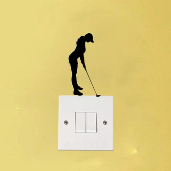 5WS1439 Golf Kız Moda Dekor Vinil Işık düğmesi Çıkartmaları Duvar Çıkartmaları