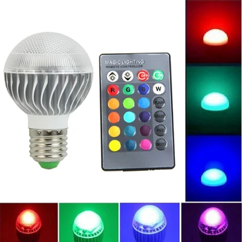 YAM RGB E27 7W Lamba Renk Ev veya Ticari Süslemeler İçin Uzaktan Kumanda 85-265V Ampul Değiştirme LED