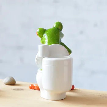 Reçine Kurbağa Ev Dekor Reçine Kurbağa Figürinler İçin 2017 Yeni Yaratıcı 3D Cabochon Kawaii Oturan El Sanatları Tuvalet Süsleri Biblolar